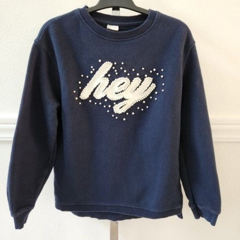 Zara Navy White Hey Sweatshirt size 13-14